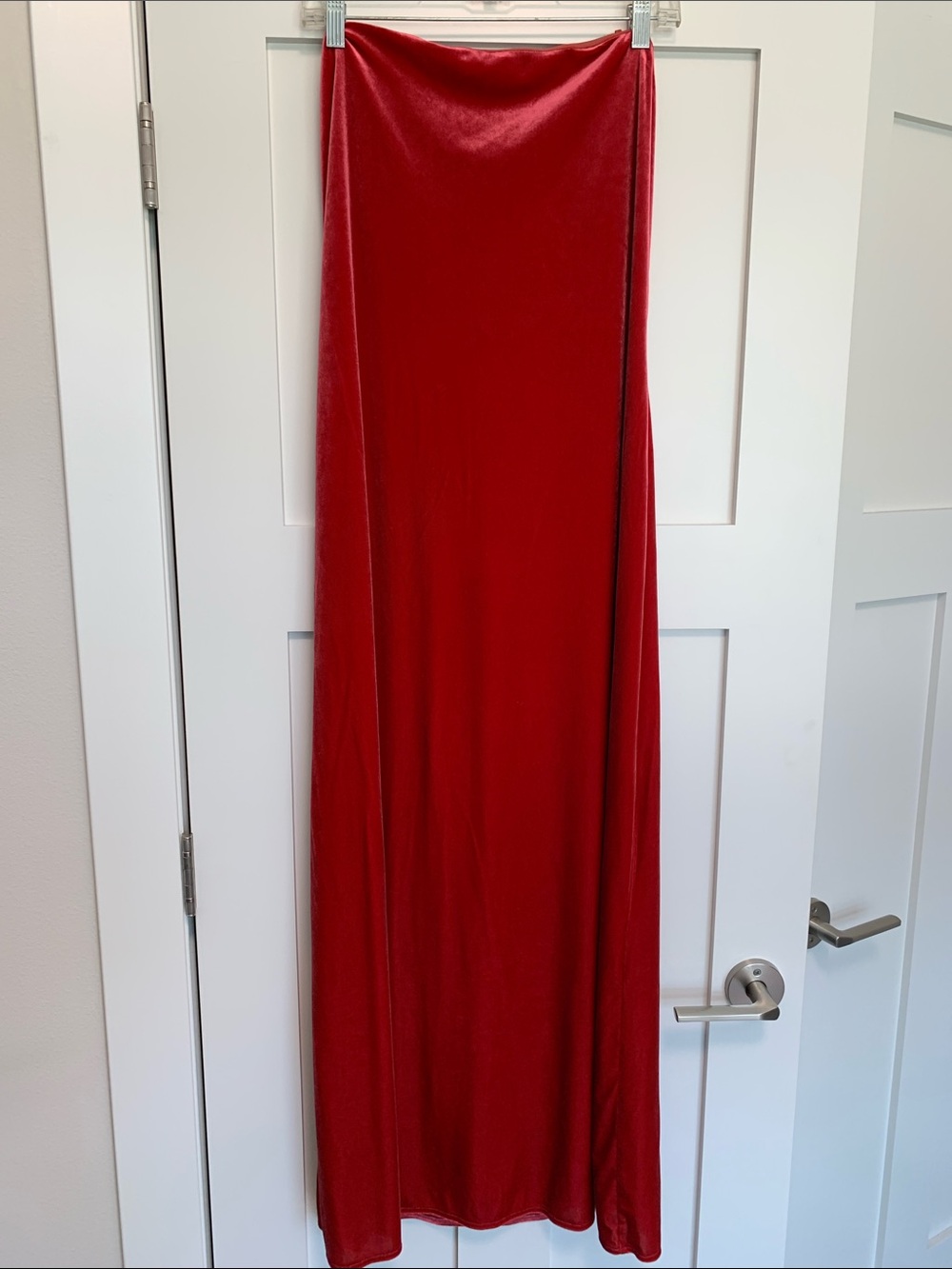 Anthropologie Red Velvet Backless Dress